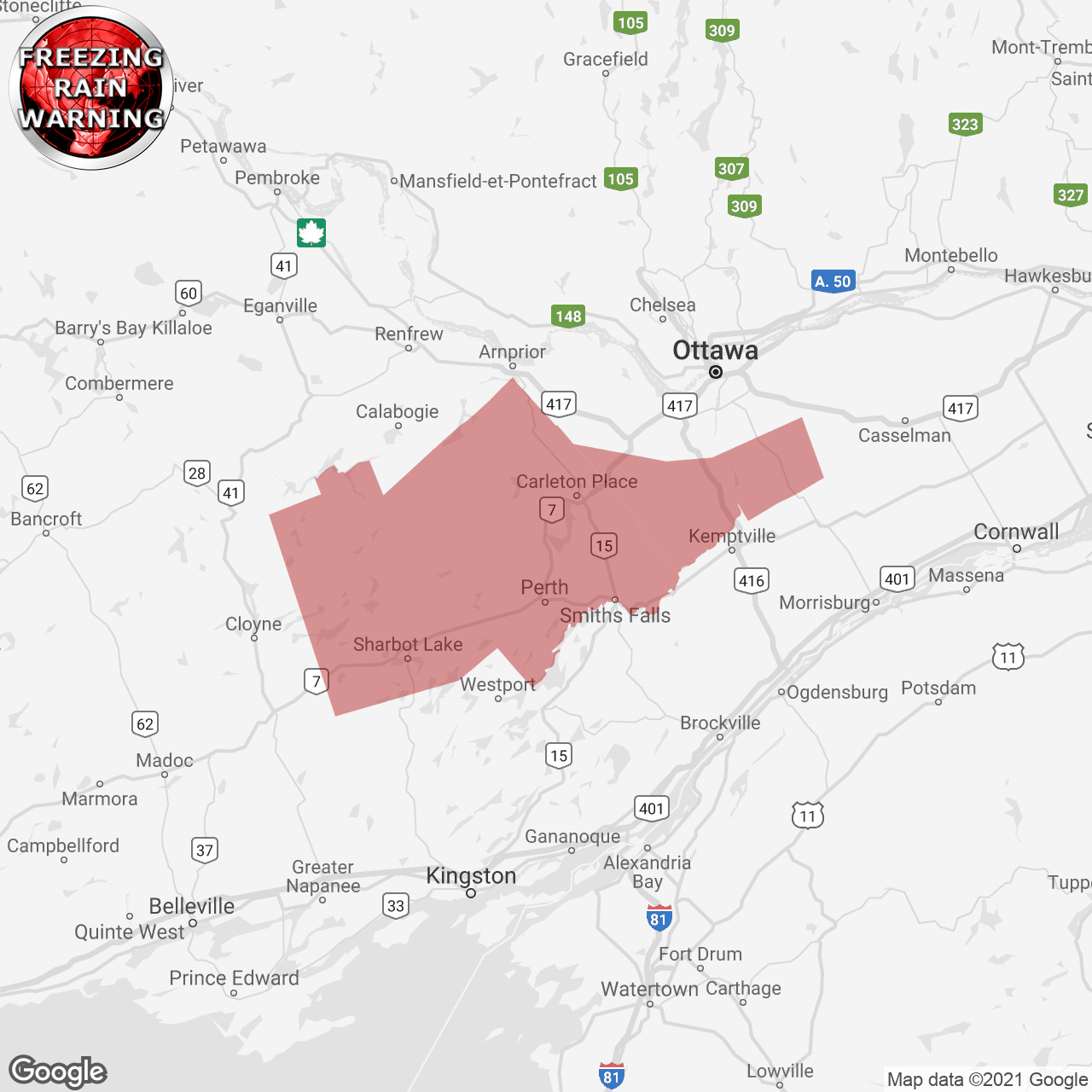 Freezing rain warning issued